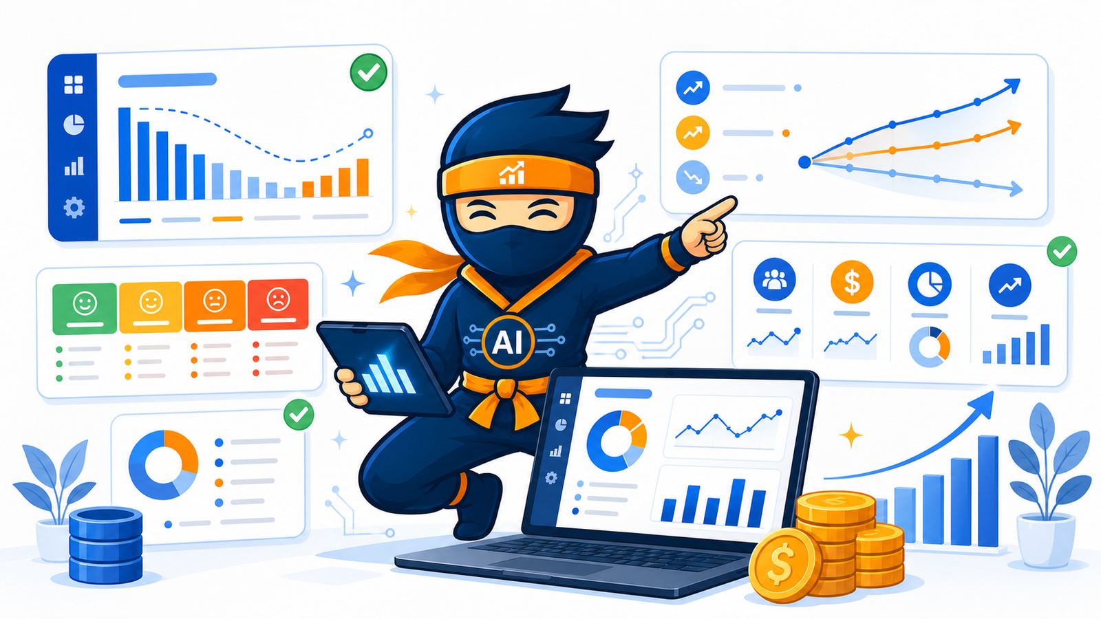 Premium founder finance cockpit with cash runway, receivables and KPI dashboards